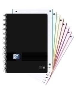 BLOC OXFORD BLACK N COLORS EU.BOOK 8 micro.tapa PP A4+ 160h CUADRIC. 5x5 90g NEGRO/AZUL