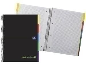 BLOC OXFORD BLACK N COLORS EU.BOOK 5 SEPARADORES micro.tapa EXTRA A4+ 100h CUADRIC.5x5 90g NEGRO/VERDE