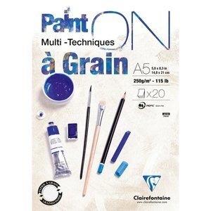 BLOC DE DIBUJO CLAIREFONTAINE PAINTON MULTITECNICAS ENCOLADO CON GRANO A5 250g 20h