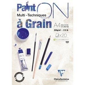BLOC DE DIBUJO CLAIREFONTAINE PAINTON MULTITECNICAS ENCOLADO CON GRANO A4 250g 20h