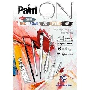 BLOC DE DIBUJO CLAIREFONTAINE PAINT ON MULTITECNICAS ENCOLADO A4 250g 24h COLORES (6 col x 4 hojas)