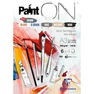 BLOC DE DIBUJO CLAIREFONTAINE PAINT ON MULTITECNICAS ENCOLADO A3 250g 24h COLORES (6 col x 4 hojas)