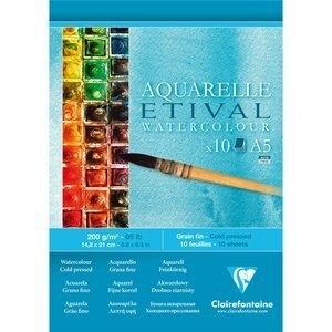 BLOC DE DIBUJO CLAIREFONTAINE ETIVAL ACUARELA ENCOLADO GRANO FINO A5 200g 10h