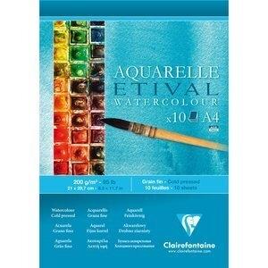 BLOC DE DIBUJO CLAIREFONTAINE ETIVAL ACUARELA ENCOLADO GRANO FINO A4 200g 10h