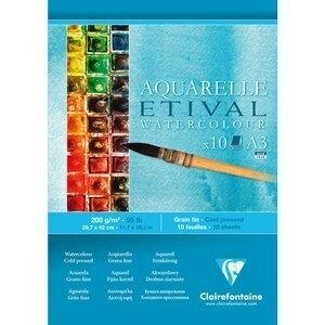 BLOC DE DIBUJO CLAIREFONTAINE ETIVAL ACUARELA ENCOLADO GRANO FINO A3 200g 10h