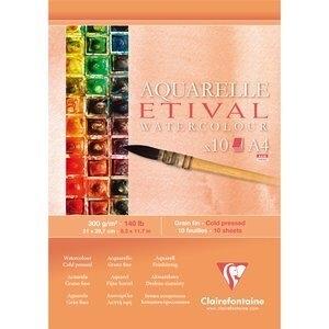 BLOC DE DIBUJO CLAIREFONTAINE ETIVAL ACUARELA ENCOLADO BLANCO GRANO FINO A4 300g 10h