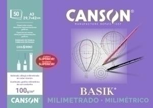 BLOC DIBUJO GUARRO-CANSON BASIK MILIMETRADO A3 100G 50H /C200402863