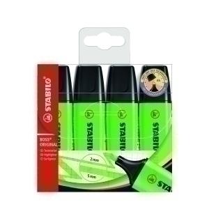 MARCADOR FLUOR STABILO BOSS 70 VERDE ESTU/4 /70/4-33