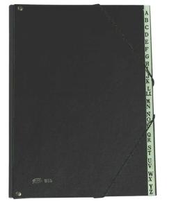 CLASIFICADOR lomo FUELLE PARDO PVC Fº 18 DPTOS.GOMAS ALFABETICO NEGRO