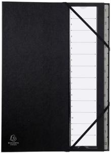 CLASIFICADOR lomo FUELLE EXACOMPTA PP A4 12 SEPARAD. (1-12) GOMAS NEGRO