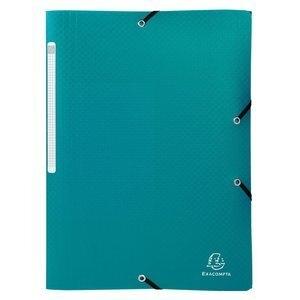 CARPETA de GOMAS y SOLAPAS EXACOMPTA PP OPACO A4 con ETIQUETA VERDE OSCURO