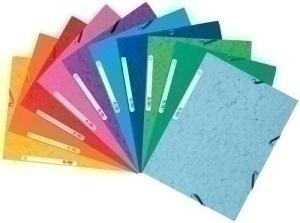 CARPETA de GOMAS y SOLAPAS EXACOMPTA LUSTRADA CARTULINA 400g A4 con ETIQUETA SURTIDO (10 col.)