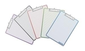 CARPETA con PINZA PORTABLOCS OFFICE BOX COLORLINE Fº PLASTICO RIGIDO CON FALSILLA DE ESCRITURA COLORES SURTIDOS