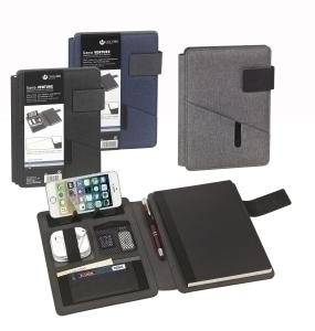 CARPETA de CONGRESOS CARCHIVO VENTURE A5 con MULTI BOLSILLO, BLOC y ATRIL SMARTPHONE CENIZA