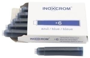 TINTA ESTILOGR. INOXCROM CAJA 6 CARTUCHOS AZUL /41505001