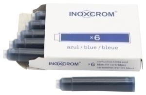 TINTA ESTILOGRAFICA INOXCROM CAJA 6 CARTUCHOS AZUL
