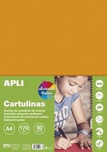 CARTULINA A4 APLI 170gr PAQUETE DE 50 HOJAS COLORES INTENSOS SURTIDOS