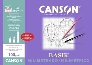 LAMINA GUARRO-CANSON MILIMETRADO BASIK 100G MINI-P/12 A4 /C200406323