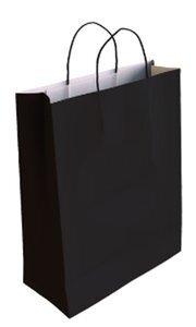 BOLSA de PAPEL ANDINA KRAFT BLANCO 18x24x8 cm NEGRO PAQUETE de 50