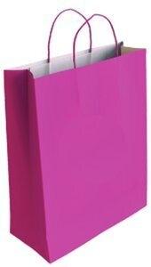 BOLSA de PAPEL ANDINA KRAFT BLANCO 18x24x8 cm FUCSIA PAQUETE de 50