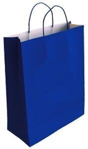 BOLSA de PAPEL ANDINA KRAFT BLANCO 18x24x8 cm AZUL PAQUETE de 50