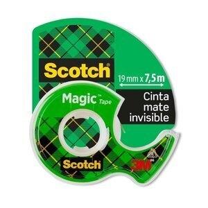 CINTA ADHESIVA SCOTCH MAGIC INVISIBLE rollo  7,5x19 con MINI PORTARROLLOS