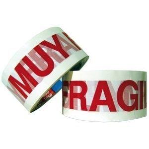 CINTA de EMBALAJE TESA PP rollo 66x50 BLANCO con texto MUY FRAGIL en ROJO
