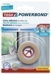 CINTA ADHES. DOBLE CARA TESA POWERBOND 1,5X19 TRANSP. /55743-00002-20