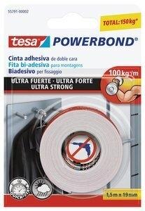 CINTA ADHESIVA DOBLE CARA TESA POWERBOND rollo 1,5x19 MONTAJE ULTRA FUERTE