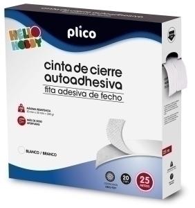 CINTA VELCRO PLICO CREMALLERA TEXTIL AUTOADHESIVA 25 m. BLANCO