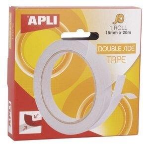 CINTA ADHESIVA DOBLE CARA APLI rollo 20m x 15mm