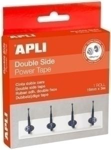 CINTA ADHESIVA DOBLE CARA APLI POWER DE 3M X 19MM /30173