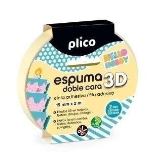 CINTA ADHESIVA DOBLE CARA PLICO 2X15 ESPUMA EFECTO 3D /13313