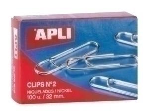 CLIP APLI Nº2 (32 mm.) NIQUELADO CAJA de 100