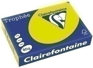 PAPEL COLOR A4 CLAIREFONT. TROPHEE 80G 500H FLUO VERDE /2975C