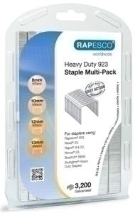GRAPAS RAPESCO GRAN CAPACIDAD GALVANIZADAS SURTIDO 4x caja de 800 ( 8, 10, 12 y 13 mm.)