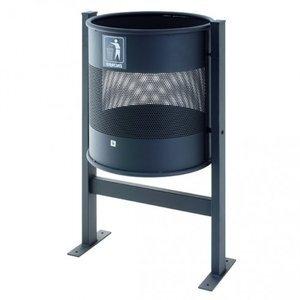 PAPELERA METALICA PERFORADA CON SOPORTE Y SISTEMA BASCULANTE COLOR AZUL