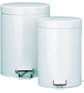 PAPELERA METALICA CON TAPA PEDAL 12 LITROS BLANCA
