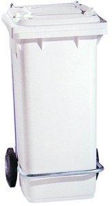 CONTENEDOR PROFESIONAL CON RUEDAS Y PEDAL 120 LITROS BLANCO