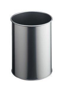PAPELERA METALICA DURABLE REDONDA 15 LITROS PLATA