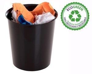 PAPELERA PLASTICO CERRADA A.2000 18 LITROS NEGRO