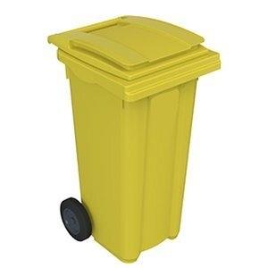 CUBO MULTIUSOS CON RUEDAS 120 LITROS TAPA AMARILLO