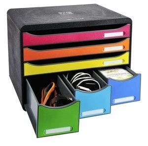MODULO EXACOMPTA STORE-BOX MAXI 6 CAJONES COLORES NEGRO/ARLEQUIN