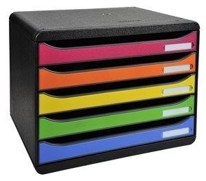 MODULO EXACOMPTA BIG-BOX PLUS APAISADO 5 CAJONES COLORES NEGRO/ARLEQUIN