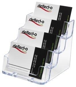 PORTATARJETAS SOBREMESA DEFLECT-O 4 COMPARTIMENTOS HORIZONTAL CRISTAL