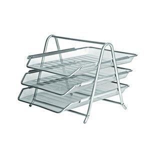 BANDEJAS SOBREMESA FOROFIS METALICA MALLA PLATEADA SET DE 3