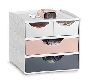 MODULO CEP MYCUBE 4 CAJONES MIXTOS COLOR BLANCO/ROSA Y GRIS