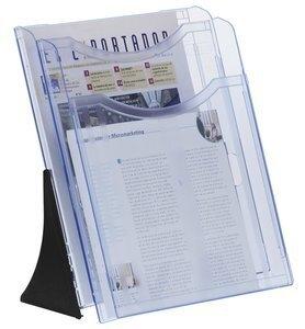 SOPORTE VERTICAL 2 BANDEJAS A4 ARCHIPLAY AZUL TRANSPARENTE