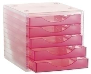 MODULO 5 CAJONES ARCHIVOTEC TRASLUCIDO CRISTAL/FUCSIA /4005 FC TL