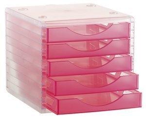 MODULO 5 CAJONES ARCHIVOTEC TRASLUCIDO CRISTAL/FUCSIA